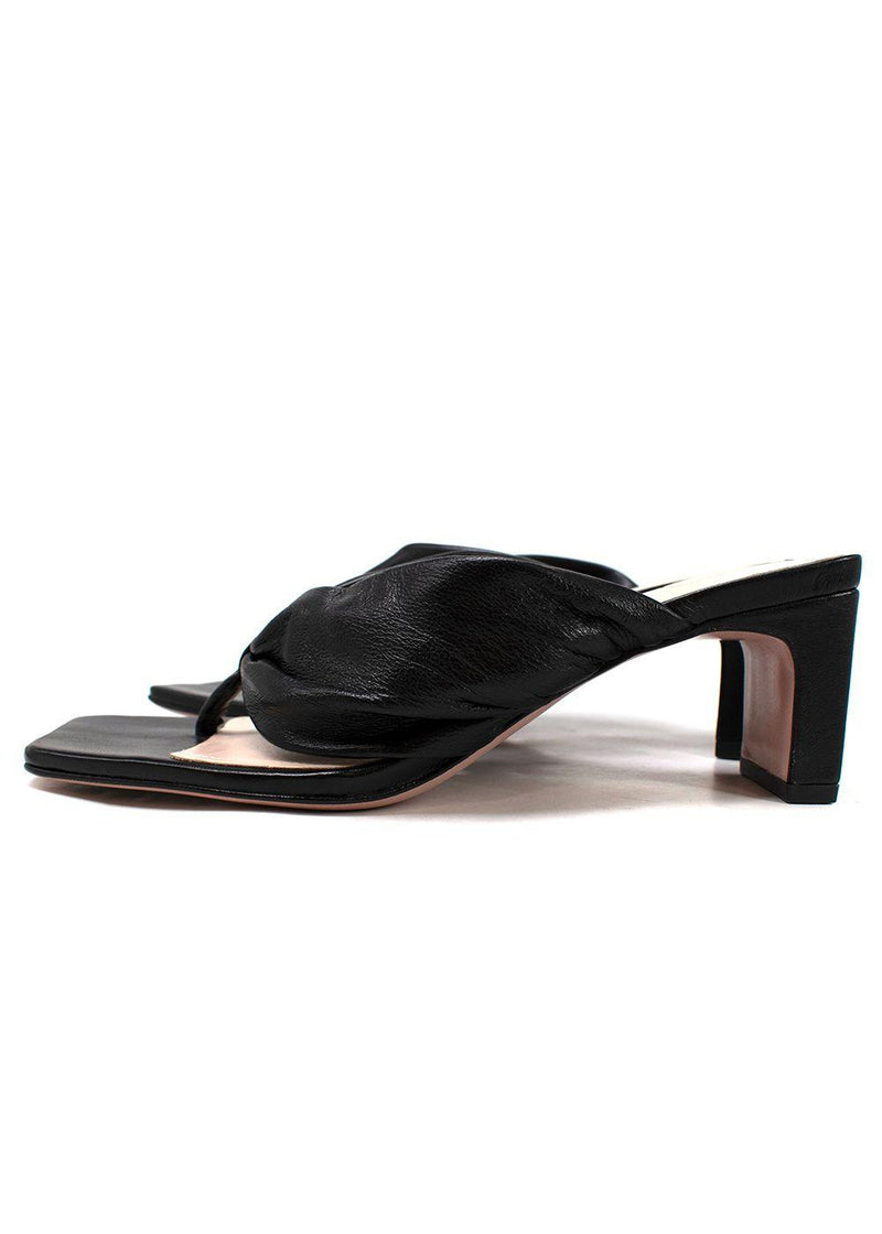 Porte & Paire Black Leather Mules