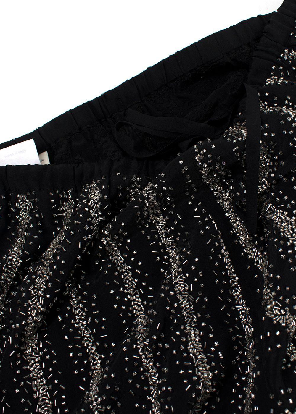 Dries Van Noten Black Silk Sequin Embellished Trousers