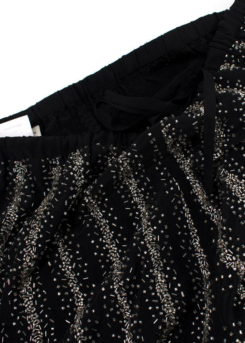 Dries Van Noten Black Silk Sequin Embellished Trousers