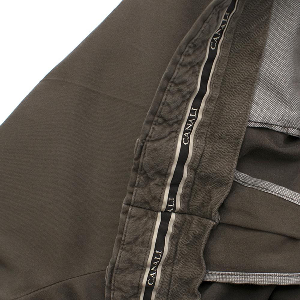 Canali Brown Cotton Straight Leg Trousers