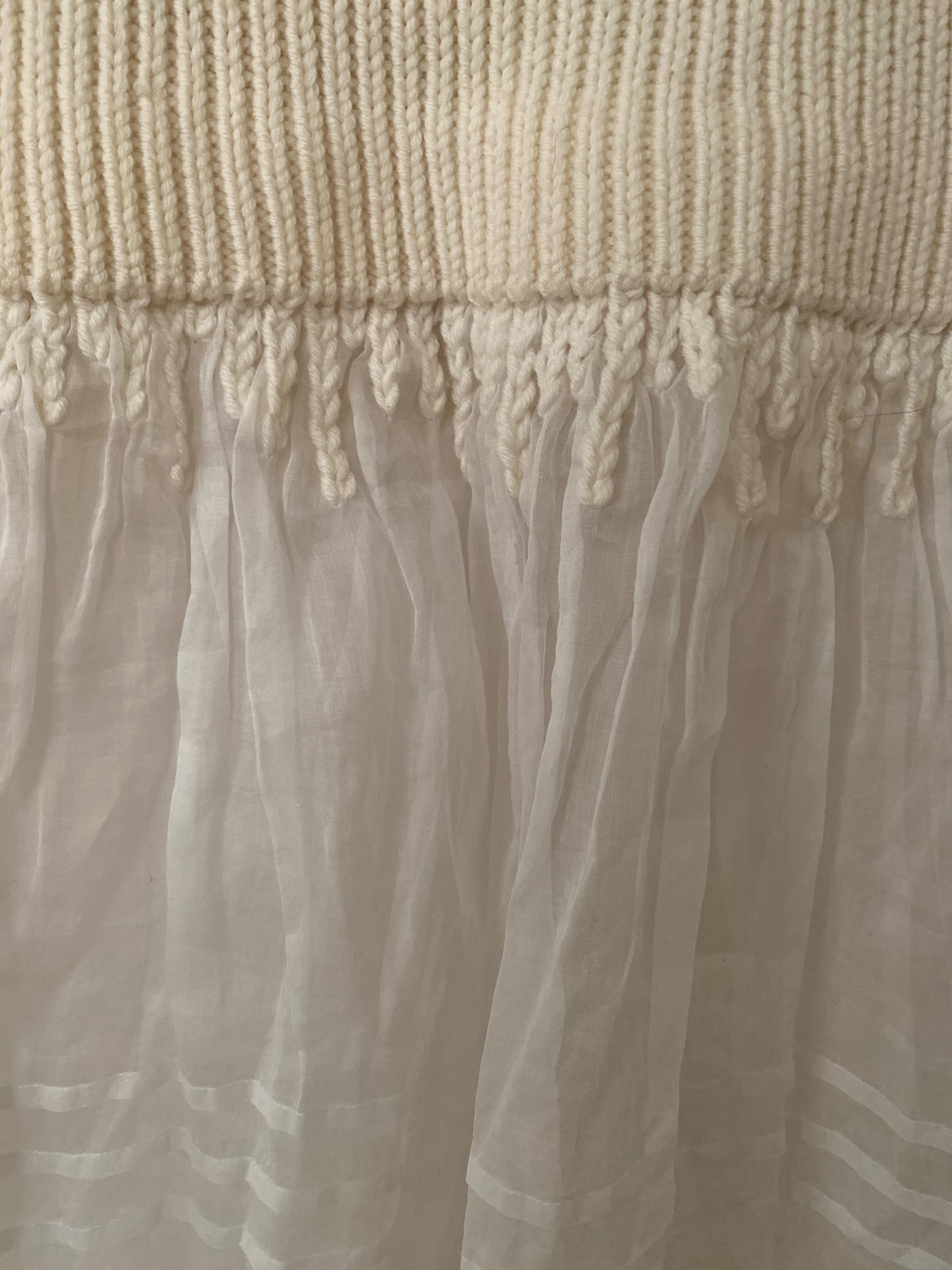 Loewe Cream Knit and Organza Midi Dress