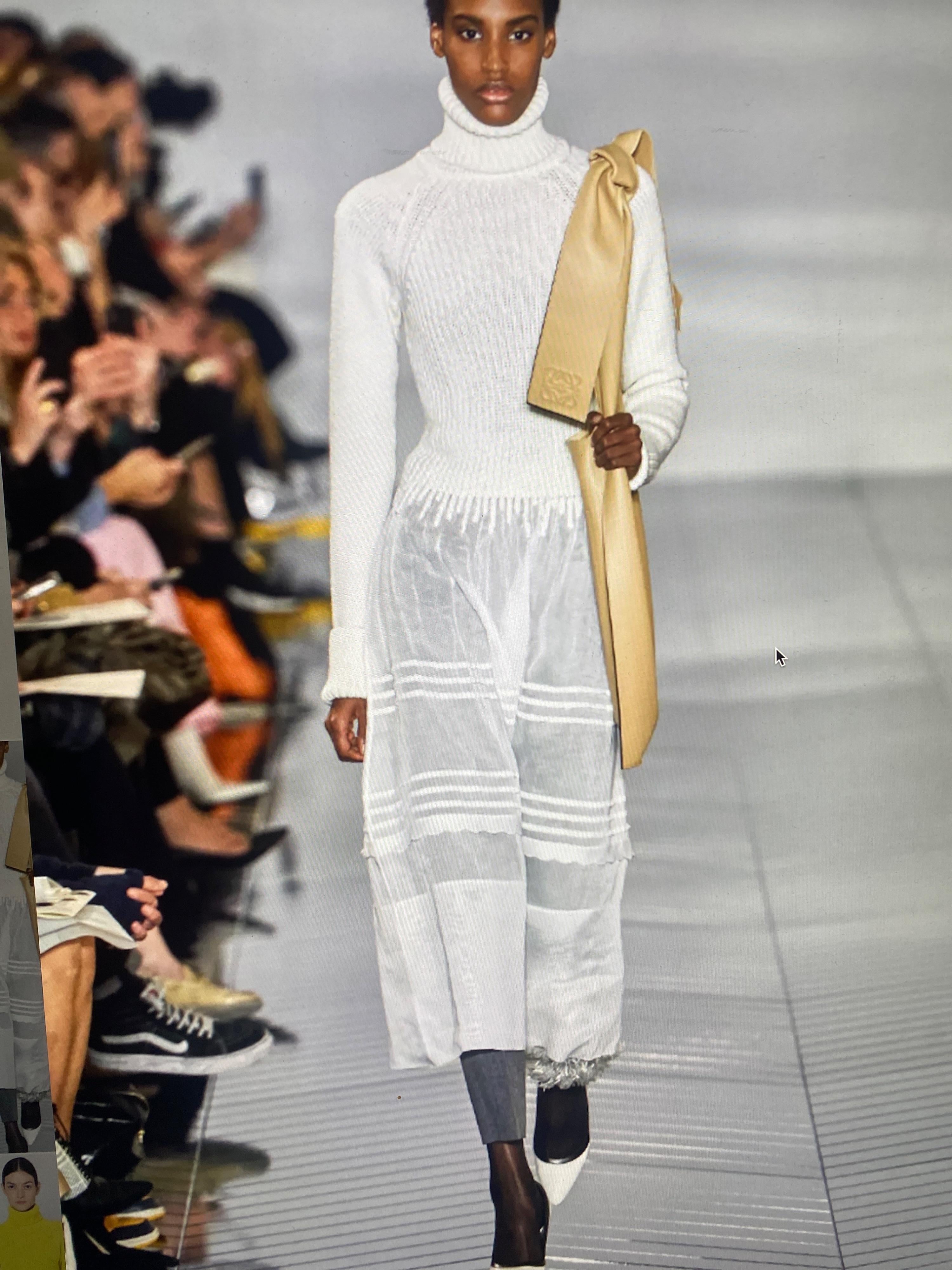 Loewe Cream Knit and Organza Midi Dress