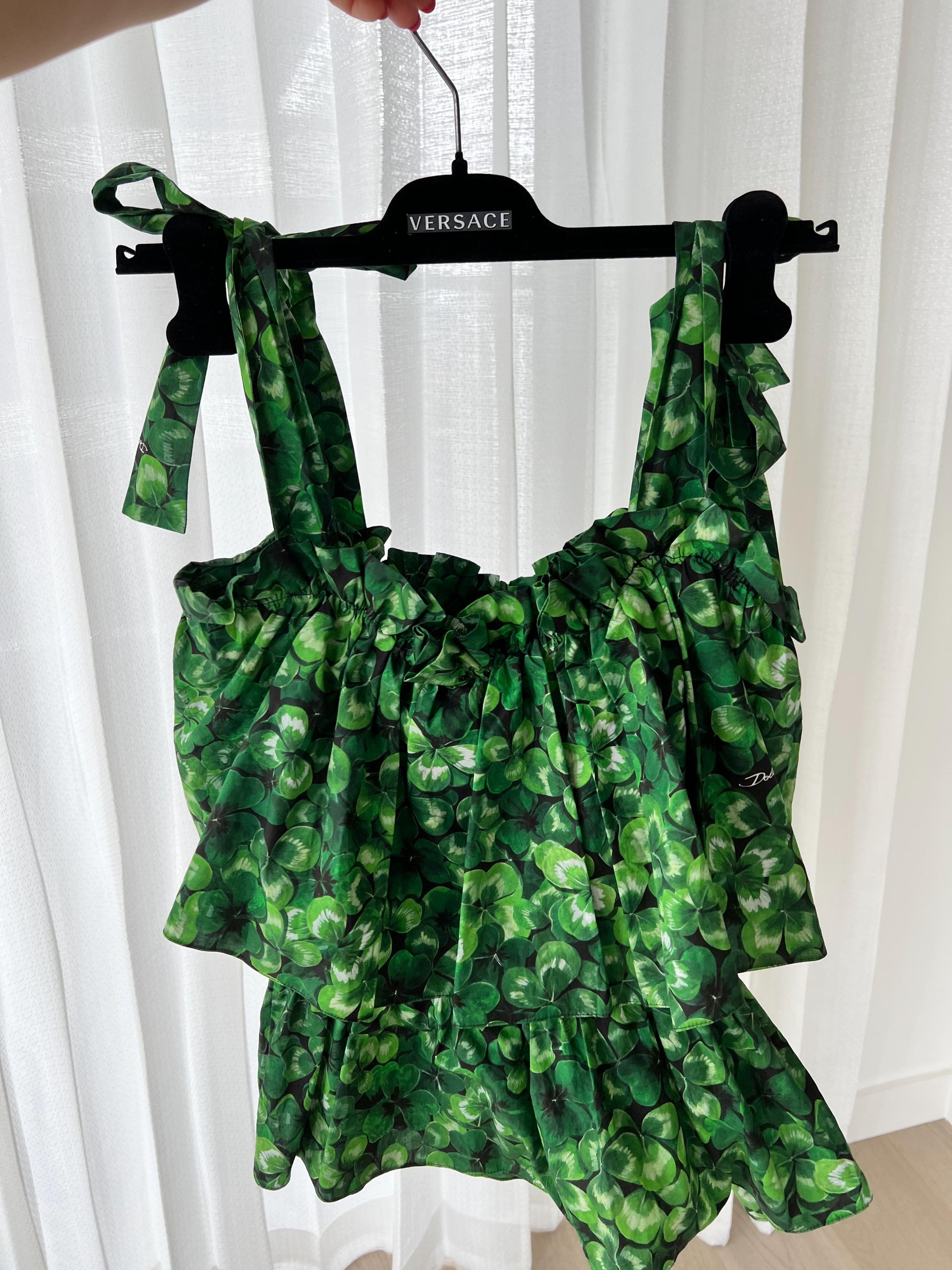 Clover print cotton tiered top