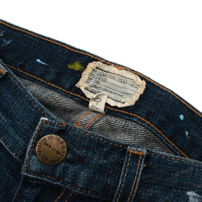 Current Elliott Blue Denim The Skinny Paint Jeans