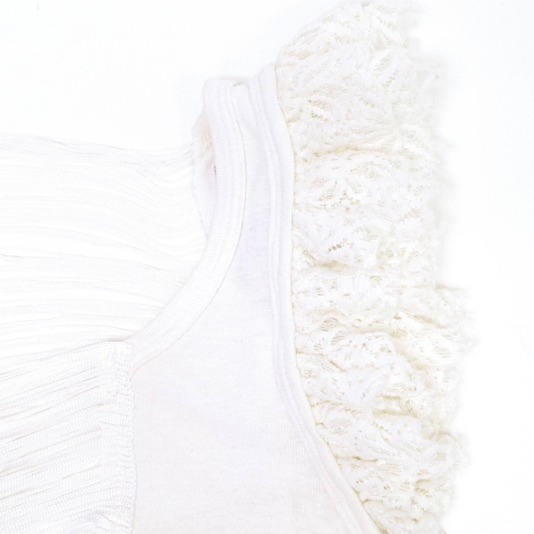Matthew Williamson White Lace and Fringe Detailing Top