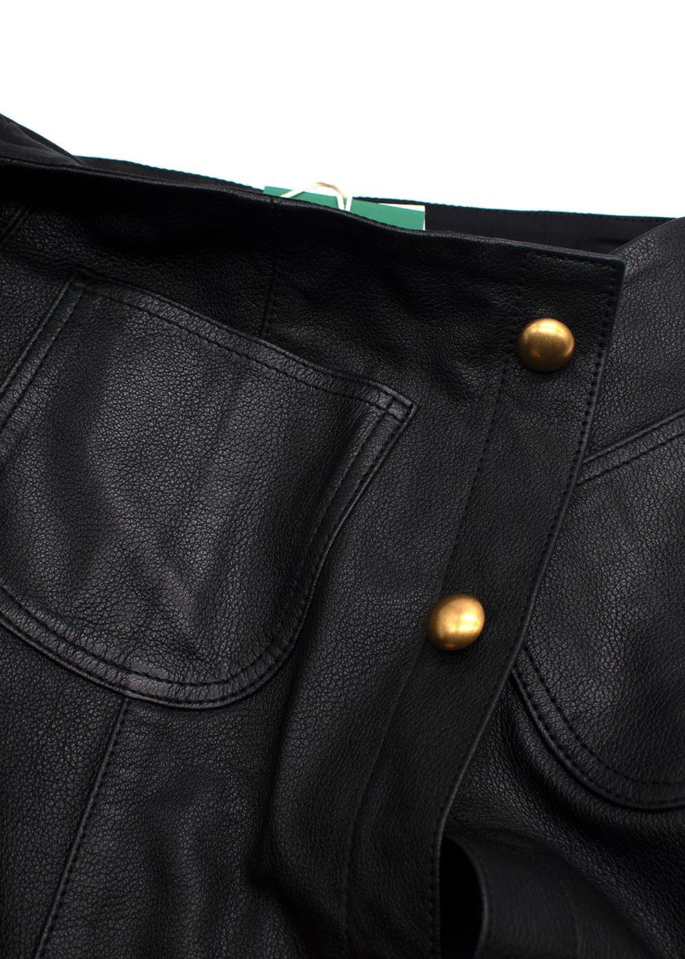 DL 1916 Black Leather Obsidian Alma Midi Skirt