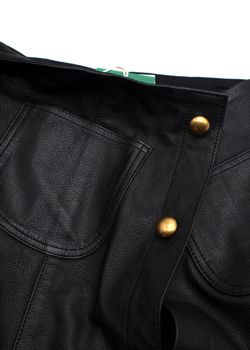 DL 1916 Black Leather Obsidian Alma Midi Skirt