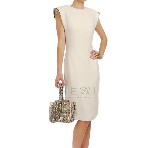 Lanvin Crystal-Embellished Padded Shoulder Dress