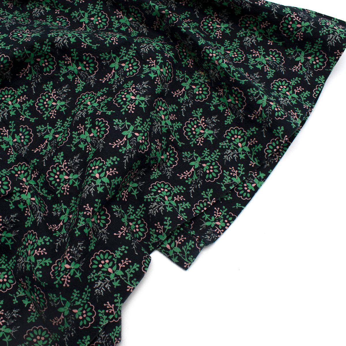 Black & Green Leaf Print Cotton Tunic Dress