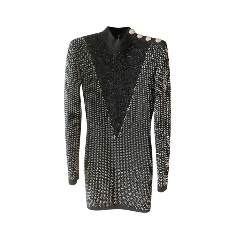 & Silver Fil Coupe Detail Dress