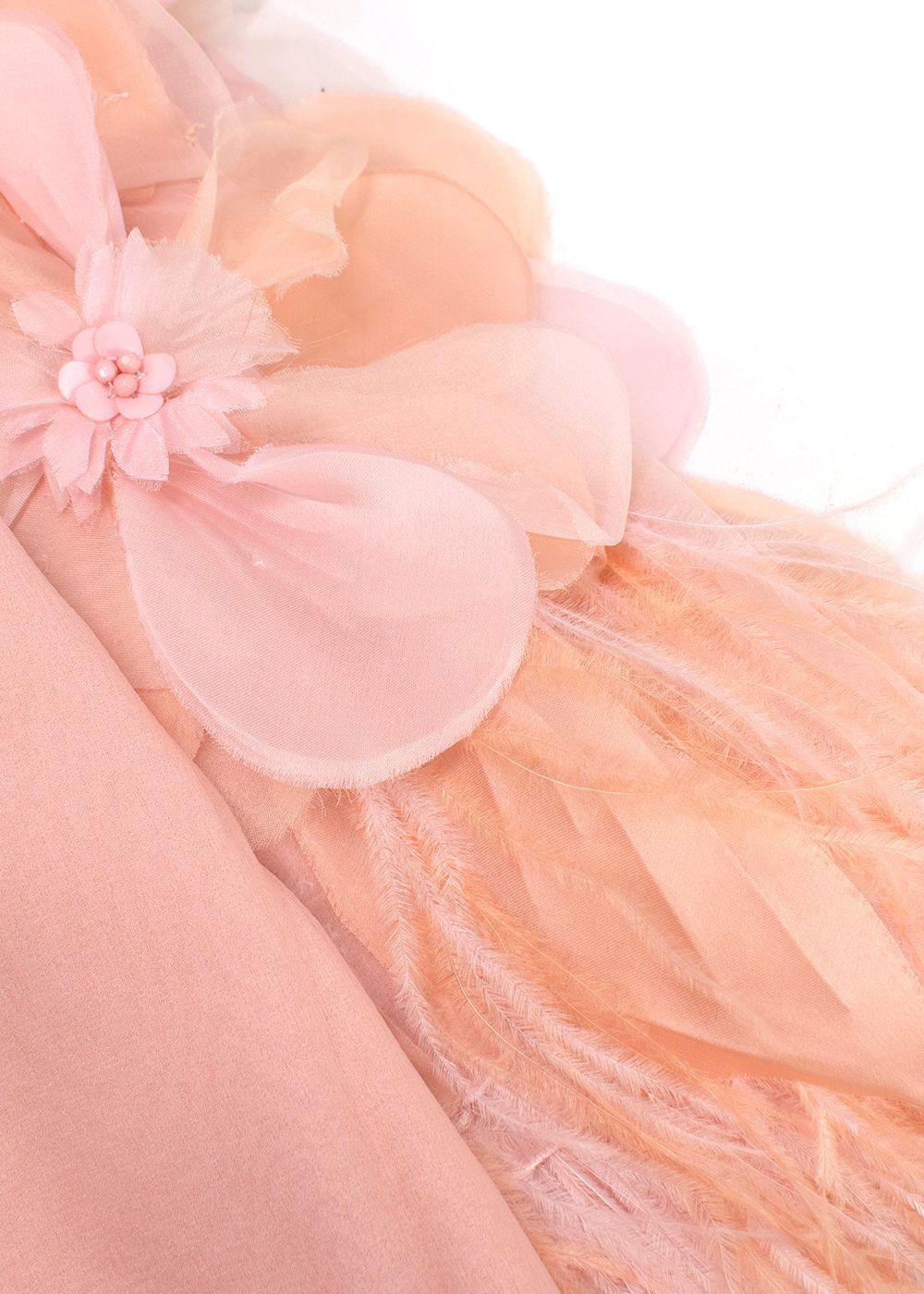 Andrew GN Blush Pink Floral and Feather Detail Top