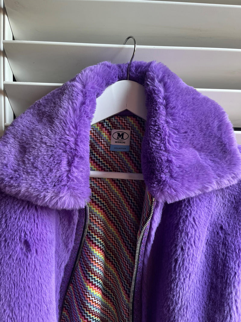M Missoni Purple Faux Fur Jacket