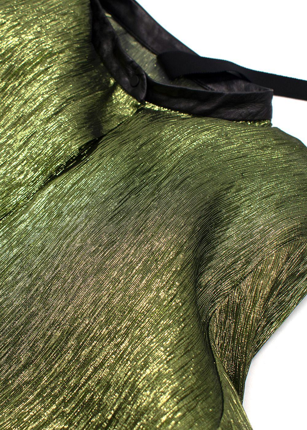 Petar Petrov Green Metallic Semi-Sheer Blouse