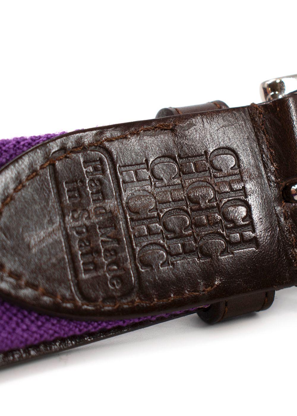 Carolina Hererra Brown Leather & Purple Canvas Belt