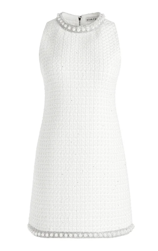 Alice and Olivia White Coley Embellished Mini dress