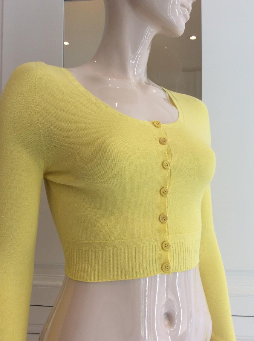 Blumarine Sunshine Yellow Soft Stretch Cropped Cardigan