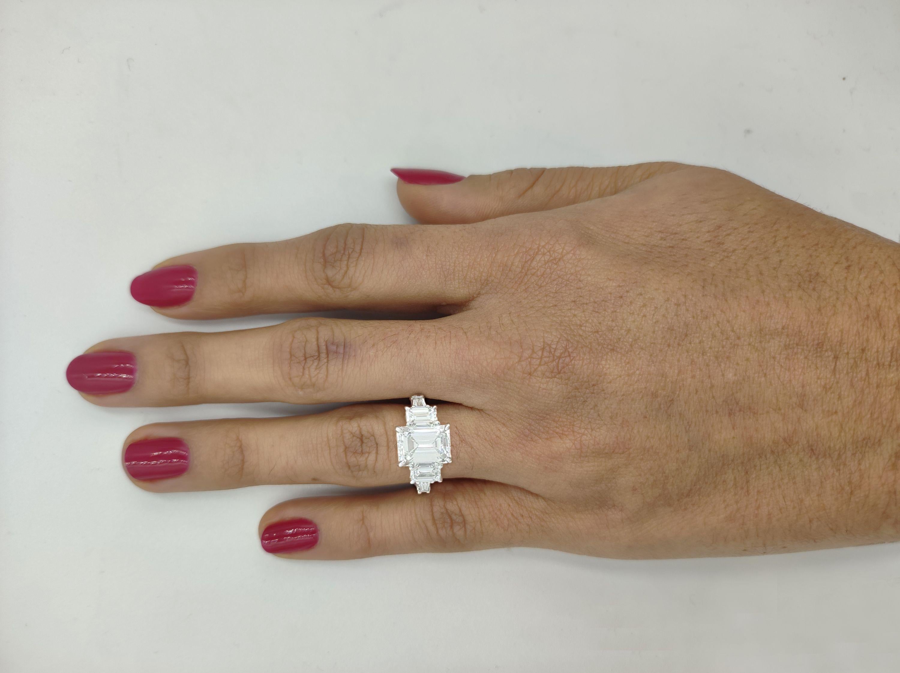 Verde 4ct IGI Certified Lab Grown Emerald Cut Diamond Ring