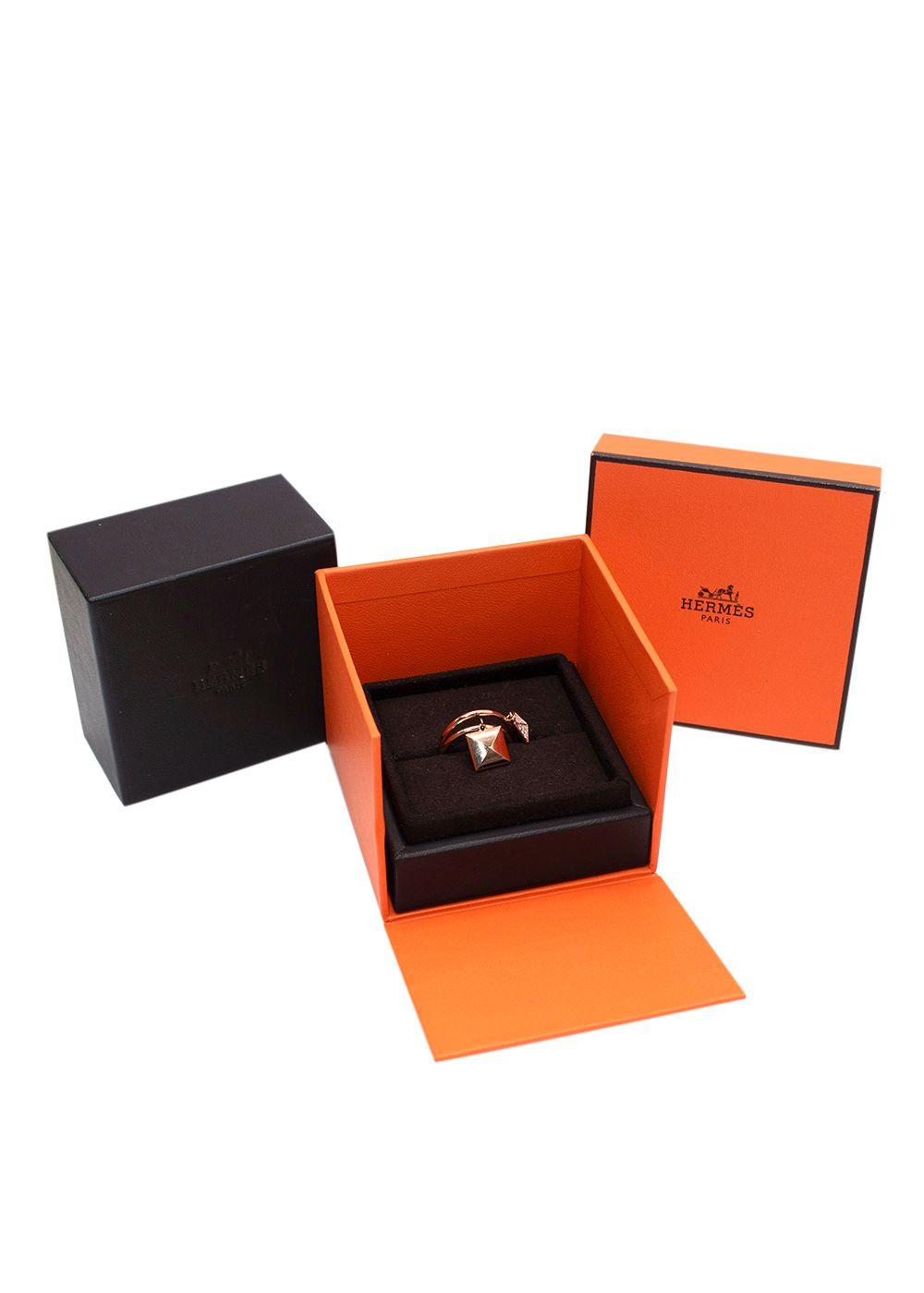 Hermes Rose Gold Clou D'H Ring with Diamonds, Size 54