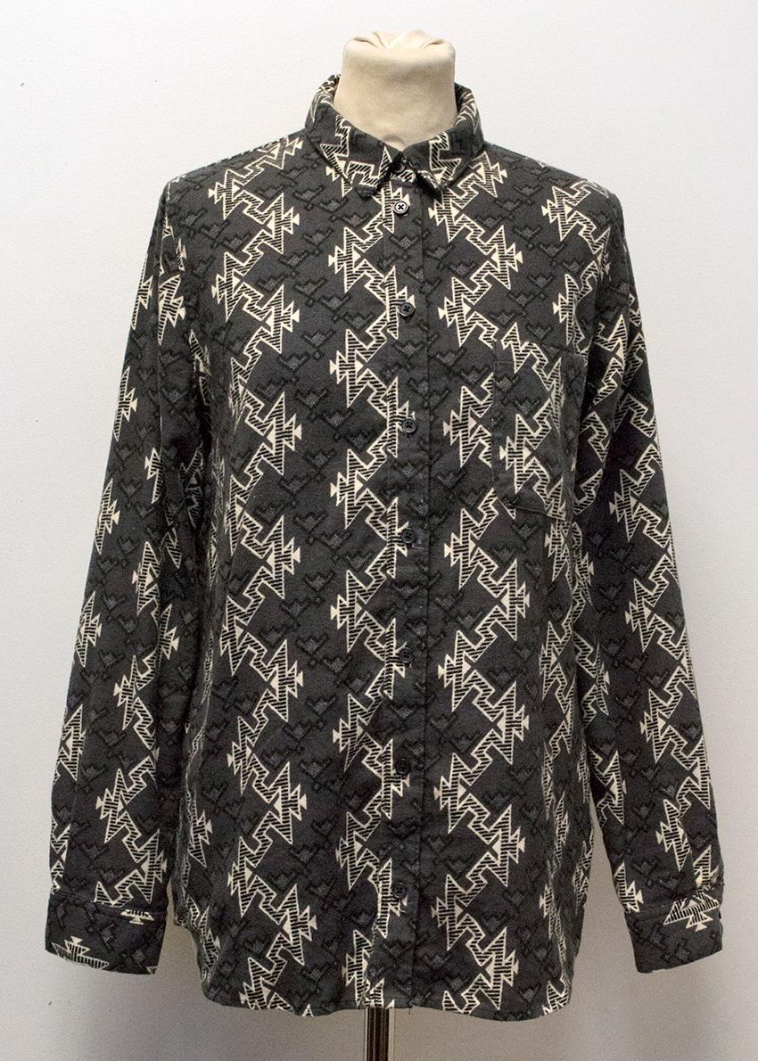 BDG Charcoal and white geometric print shirt