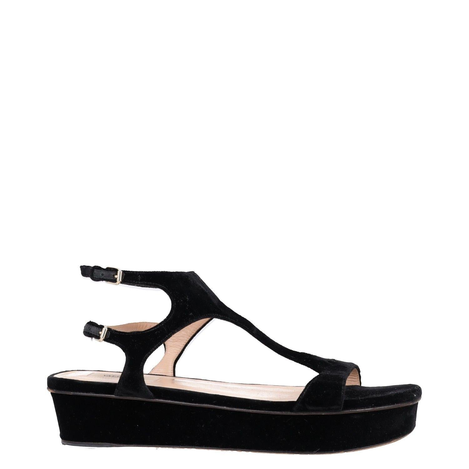 Valentino Black Velvet Platform Sandals