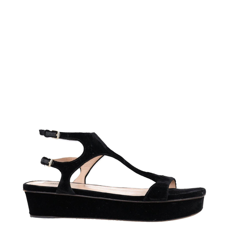 Valentino Black Velvet Platform Sandals