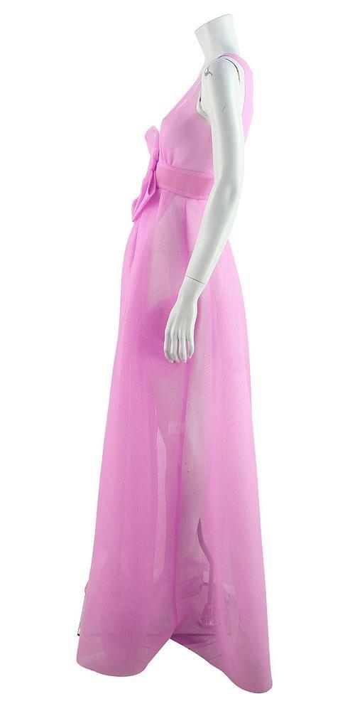 Pink Neoprene Net Maxi Dress