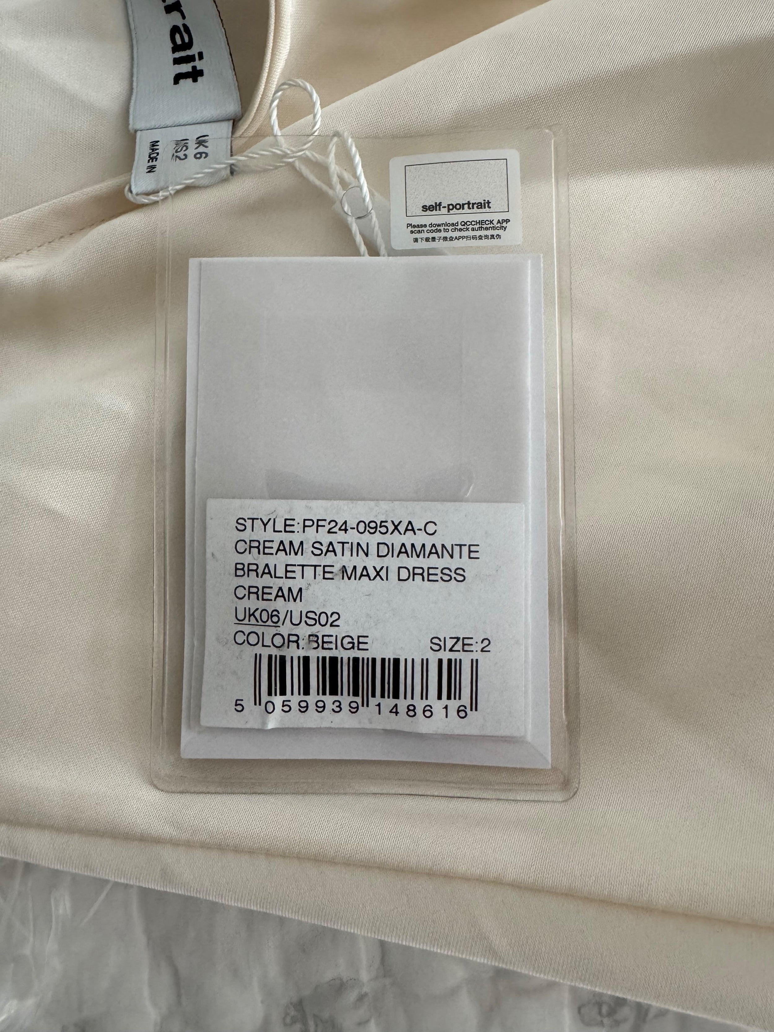 Crystal Bralette Cream Satin Maxi Dress
