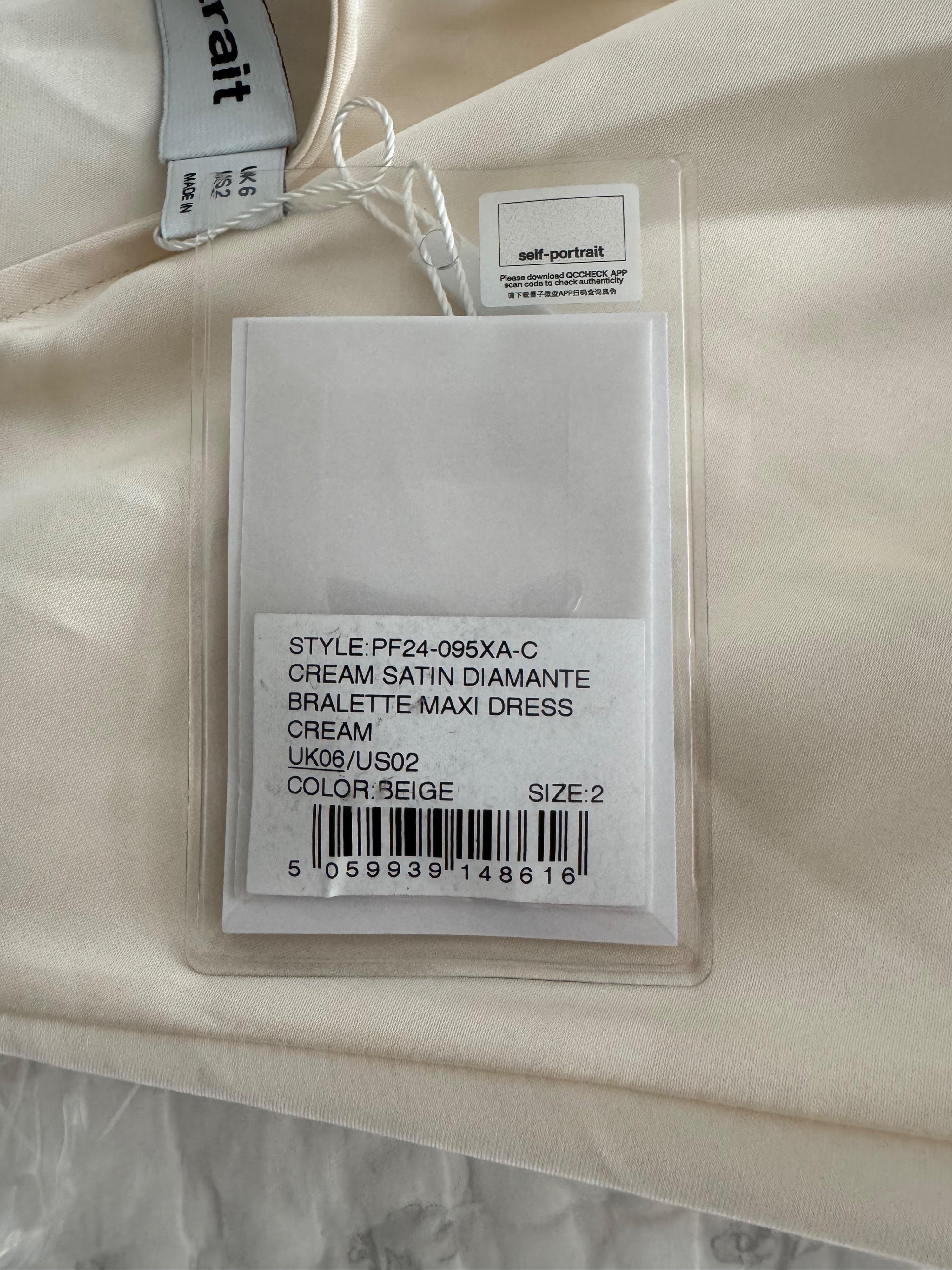 Crystal Bralette Cream Satin Maxi Dress