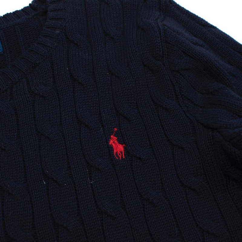 Polo Ralph Lauren Navy Cotton Cable Knit Sweater