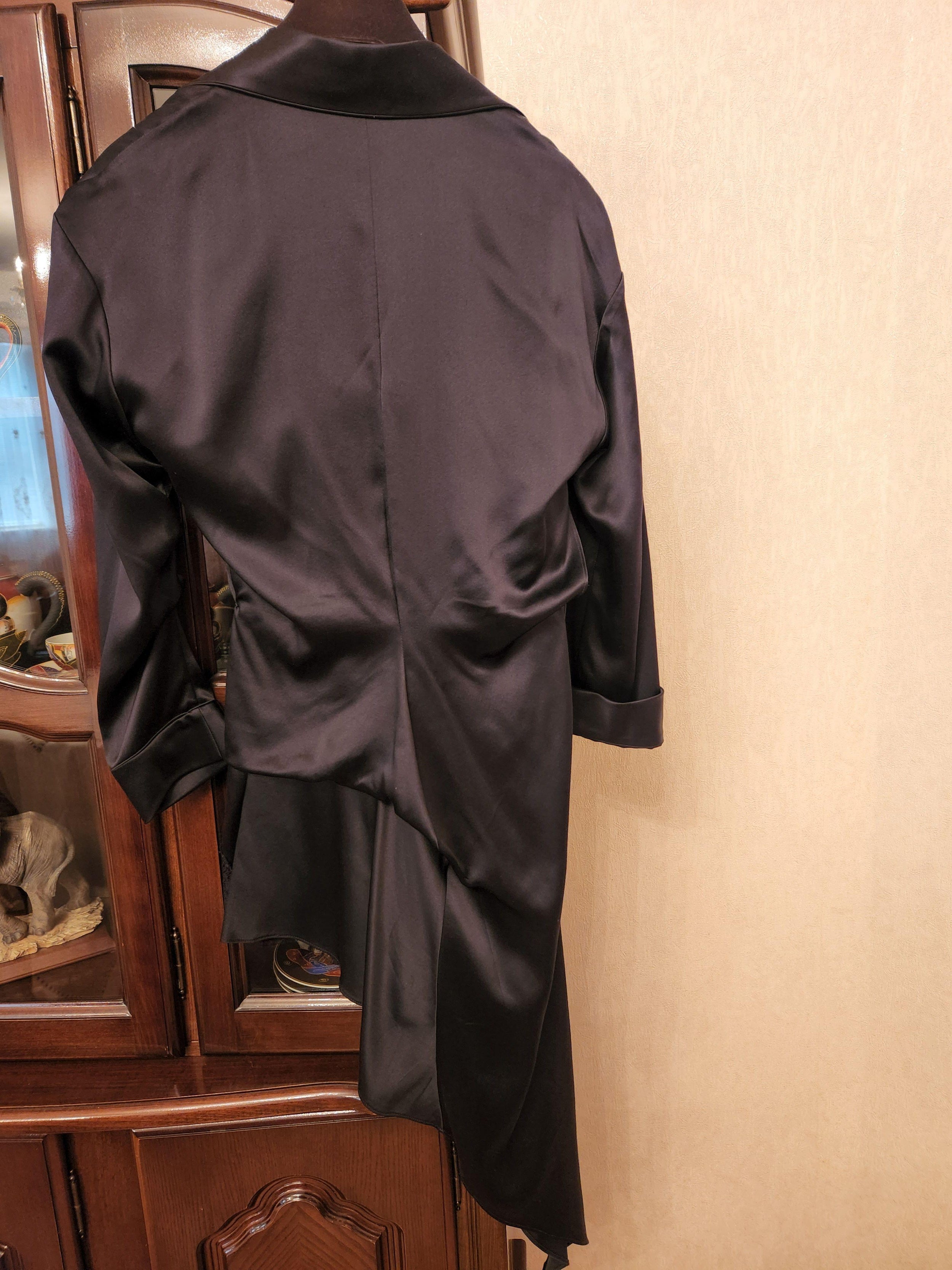 Black Silk And Lace Draped Pj Slip Dress