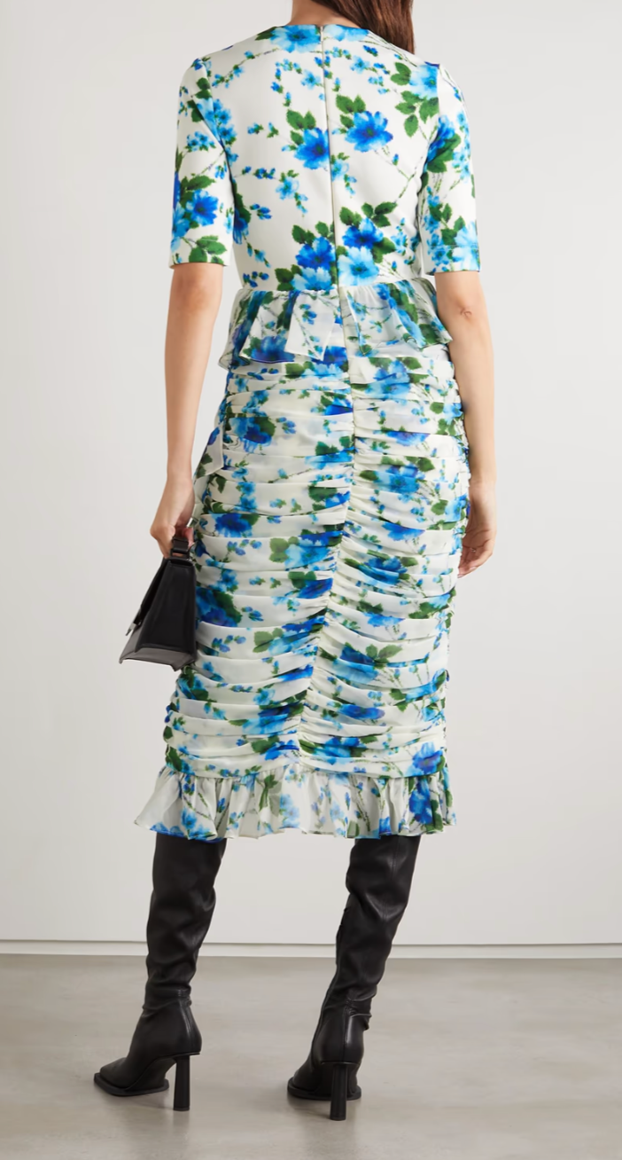 Richard Quinn Ruffled Floral-print Crepe De Chine and Jersey Dress