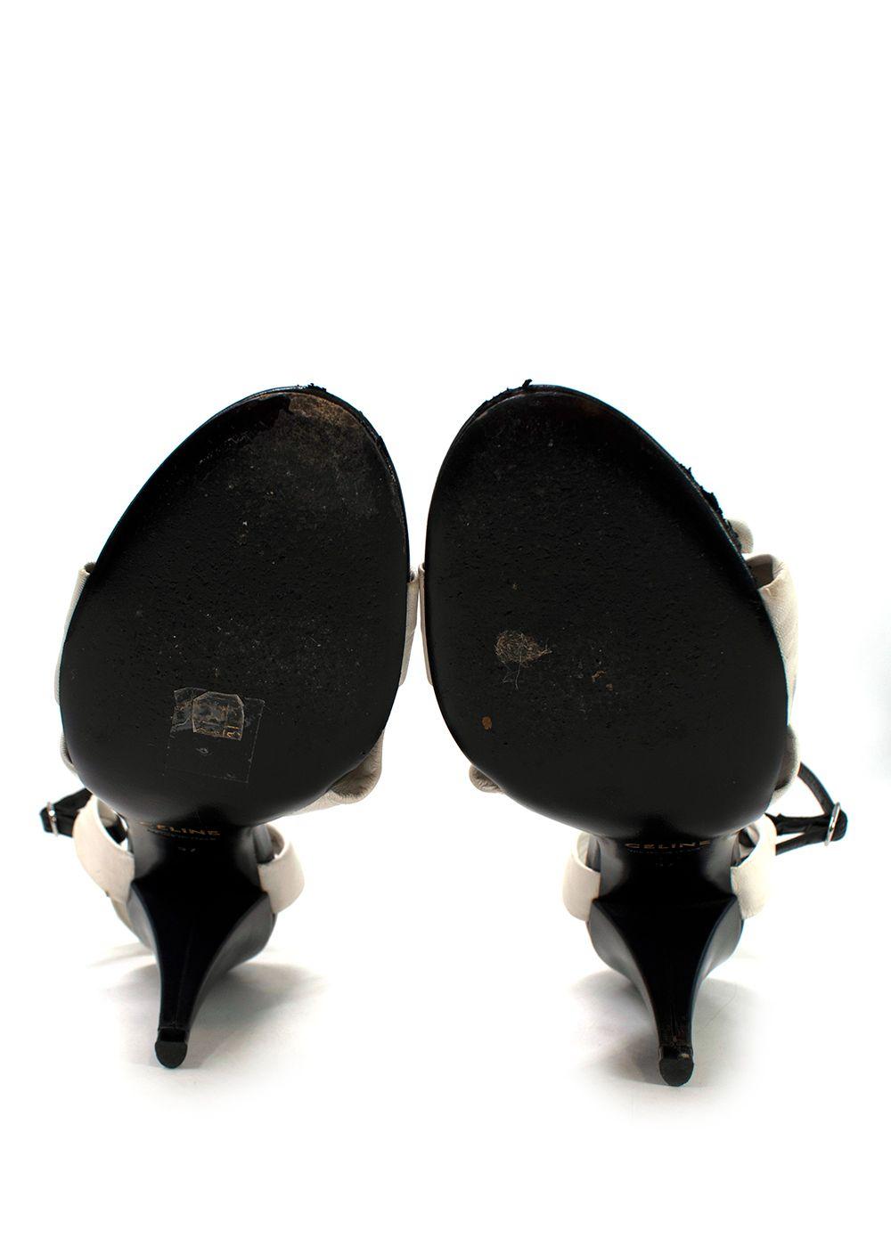 Celine Black and White Leather Twist Pumps