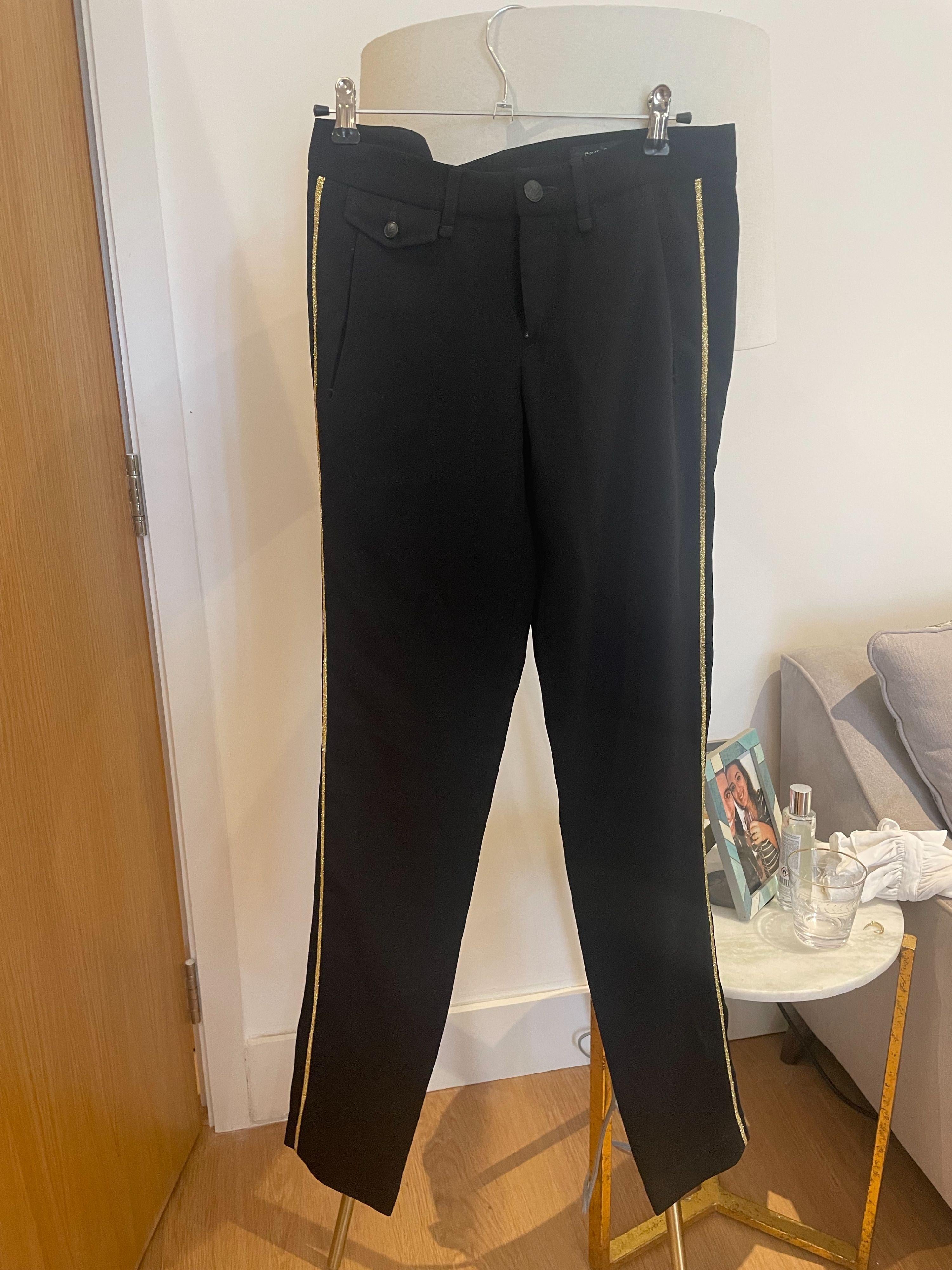 Black glitter side stripe trousers