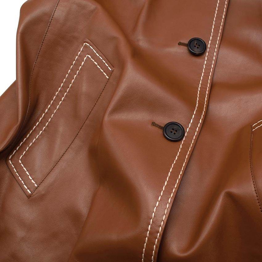 Prada Tan Topstich Leather Coat
