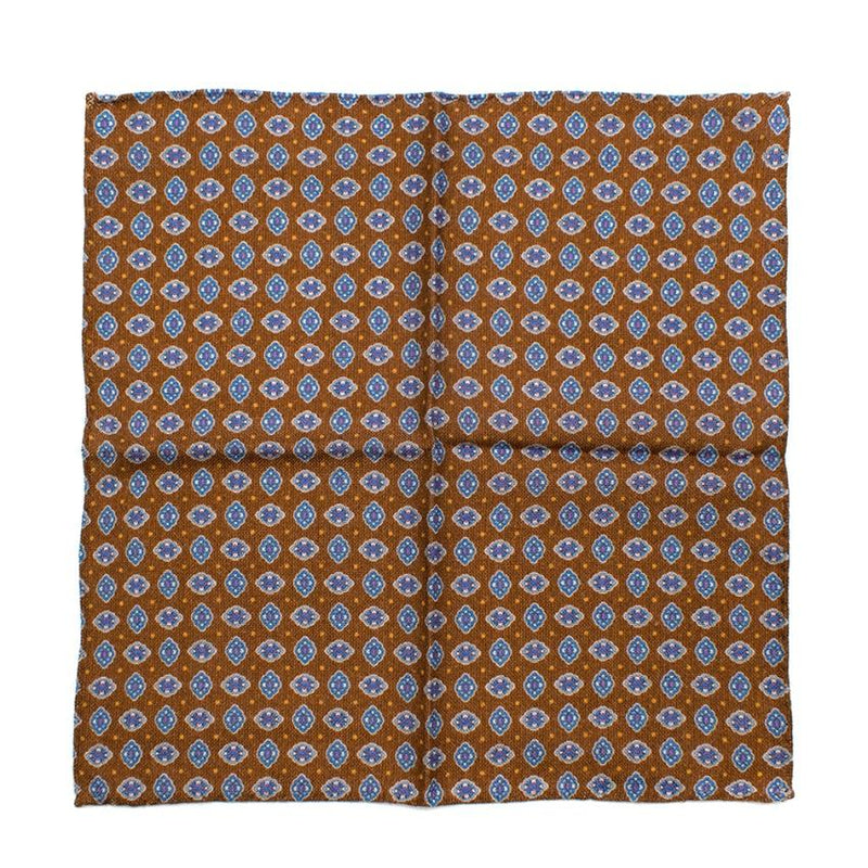 Michele Negri Brown & Blue Wool & Silk Handkerchief