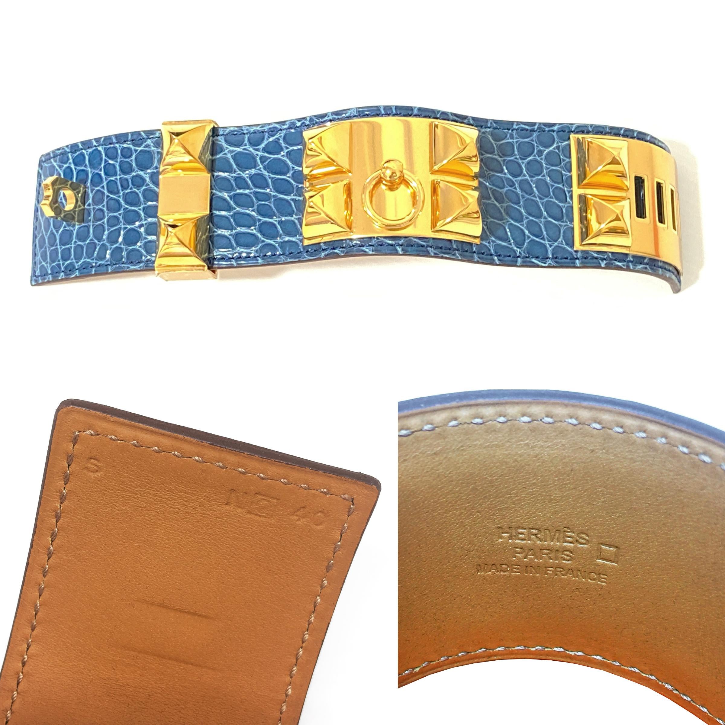 Blue Alligator Collier de Chien CDC Bracelet GHW Small