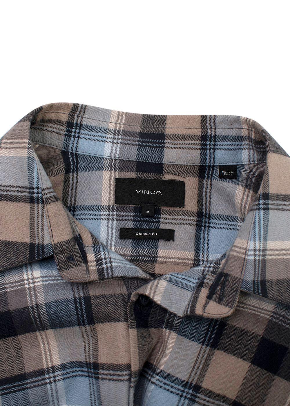 Vince Blue and Beige Check Cotton Shirt