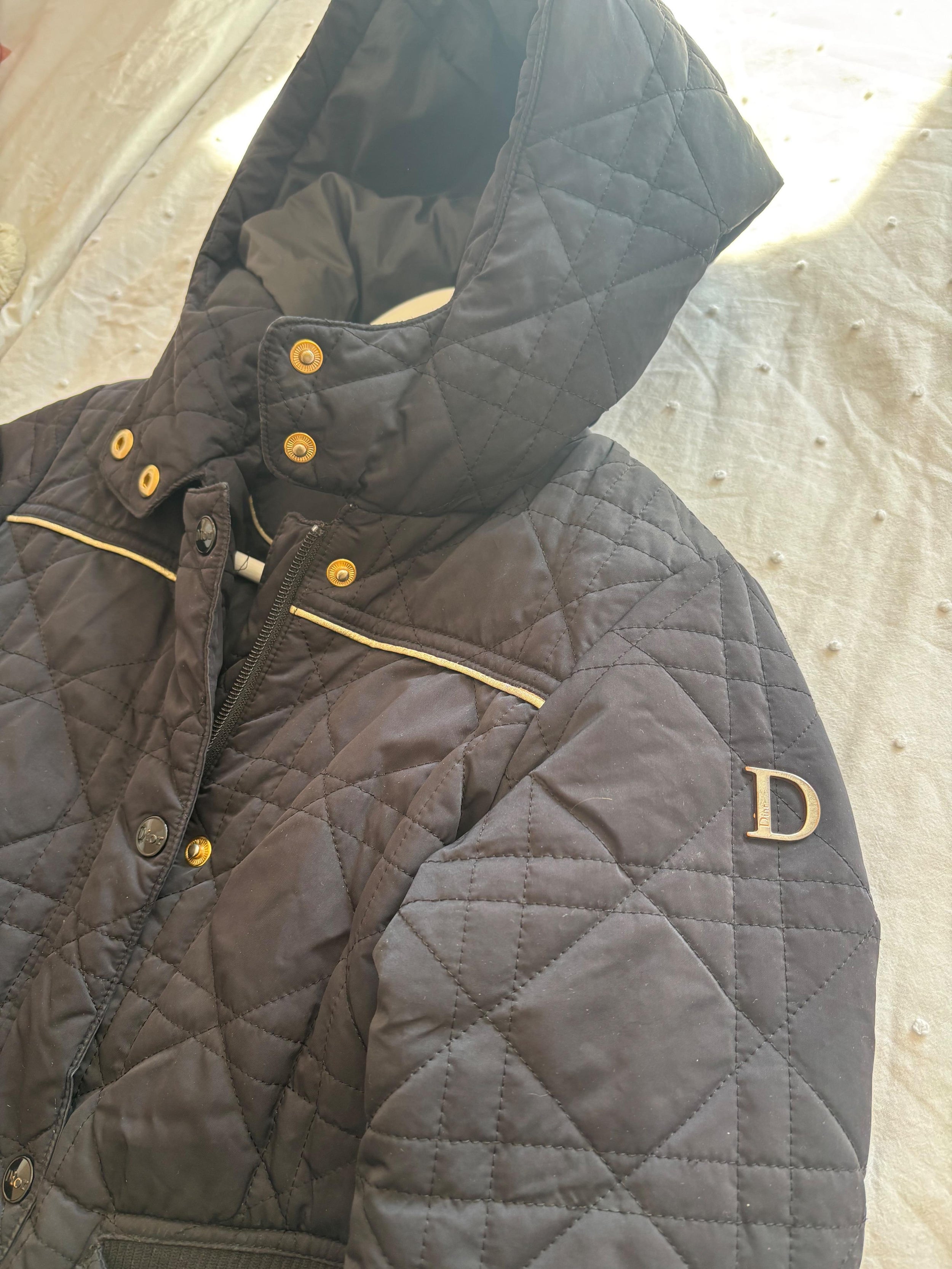 Dior Black  Signature Quilted Kid's Coat  Age 8