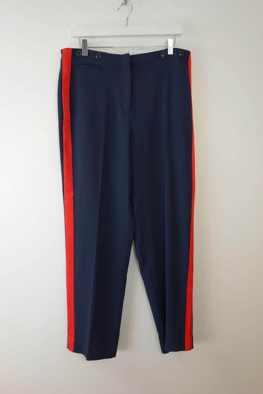 Navy Tailored Trousers with Red Side Stripe