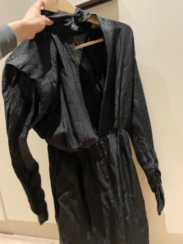 Dundas Black Silk Jacquard Mini Dress