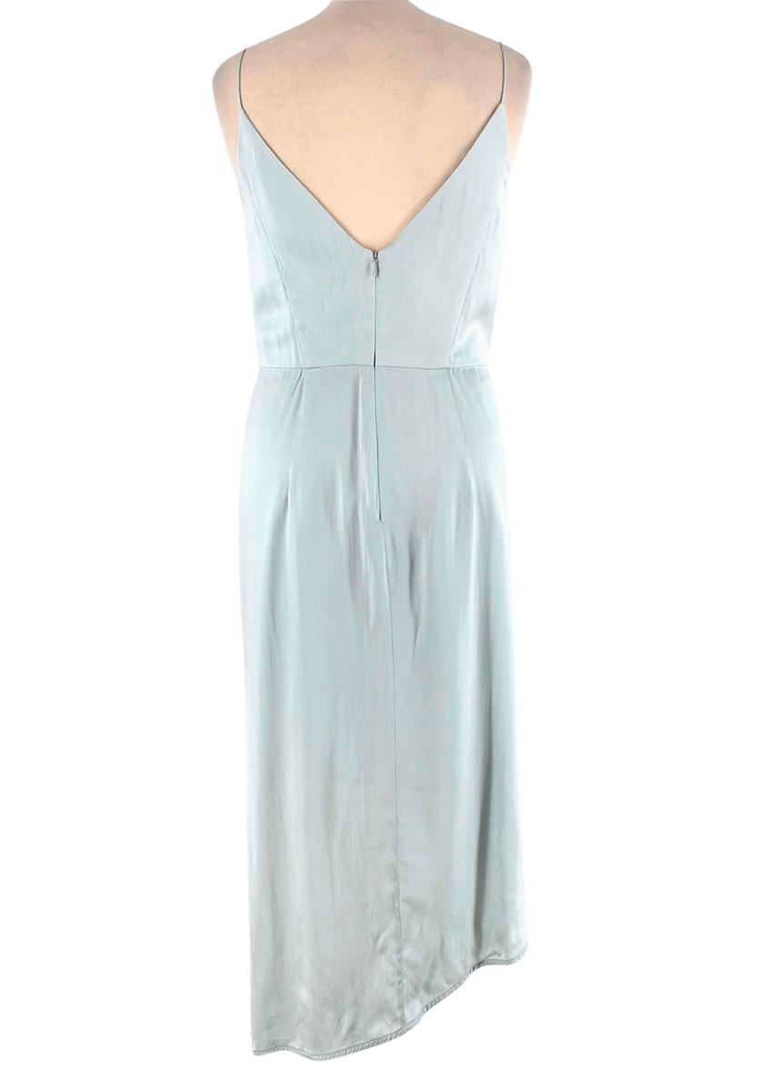 Blue Washed Silk Satin Cocktail Dress