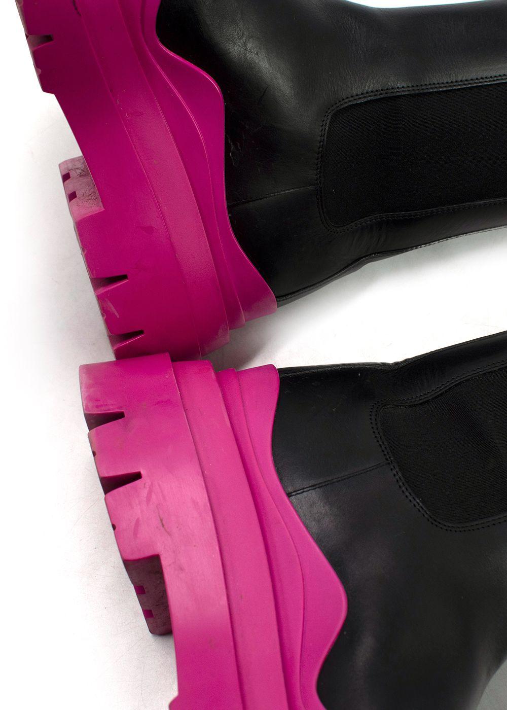 Bottega Veneta Pink Tire Rubber-trimmed Leather Chelsea Boots