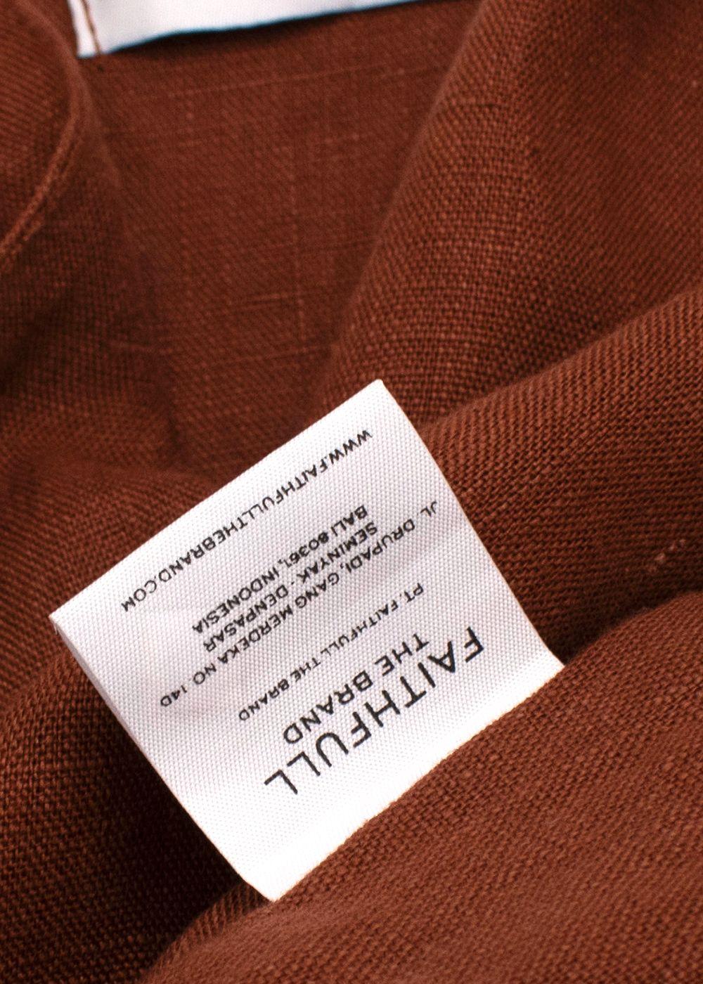 Faithfull The Brand Brown Tie Front Linen Top and Wide Leg Trouser Set