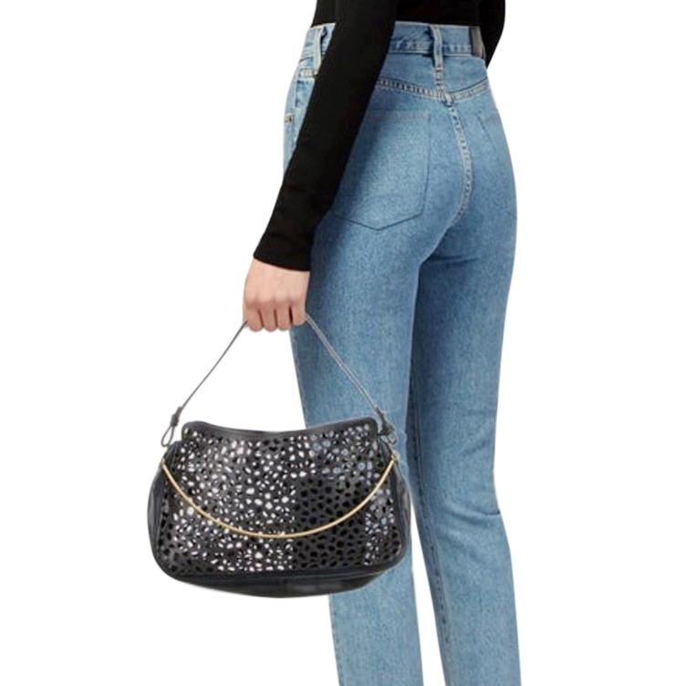 Jil Sander Black Laser Cut Madame Bag