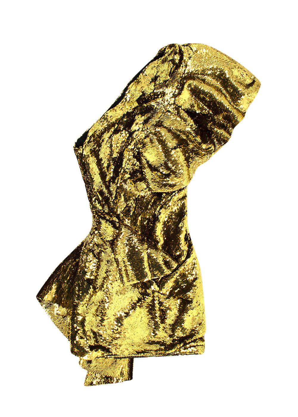 Alexandre Vauthier one shoulder sequin gold dress