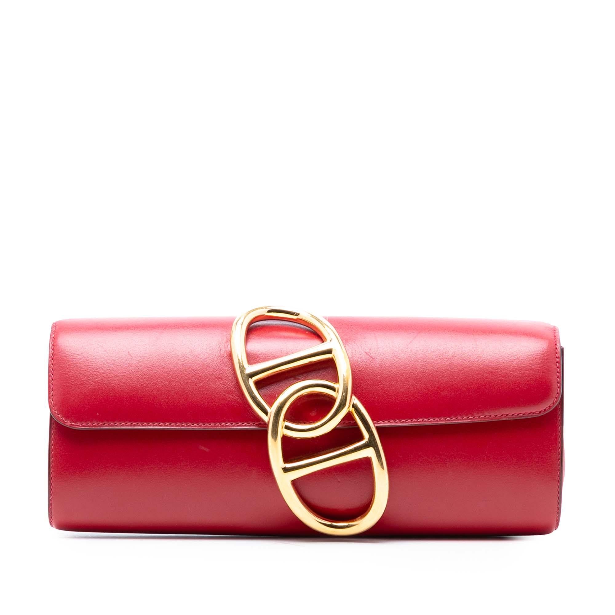 Hermes Rouge Vif Tadelakt Egee Clutch
