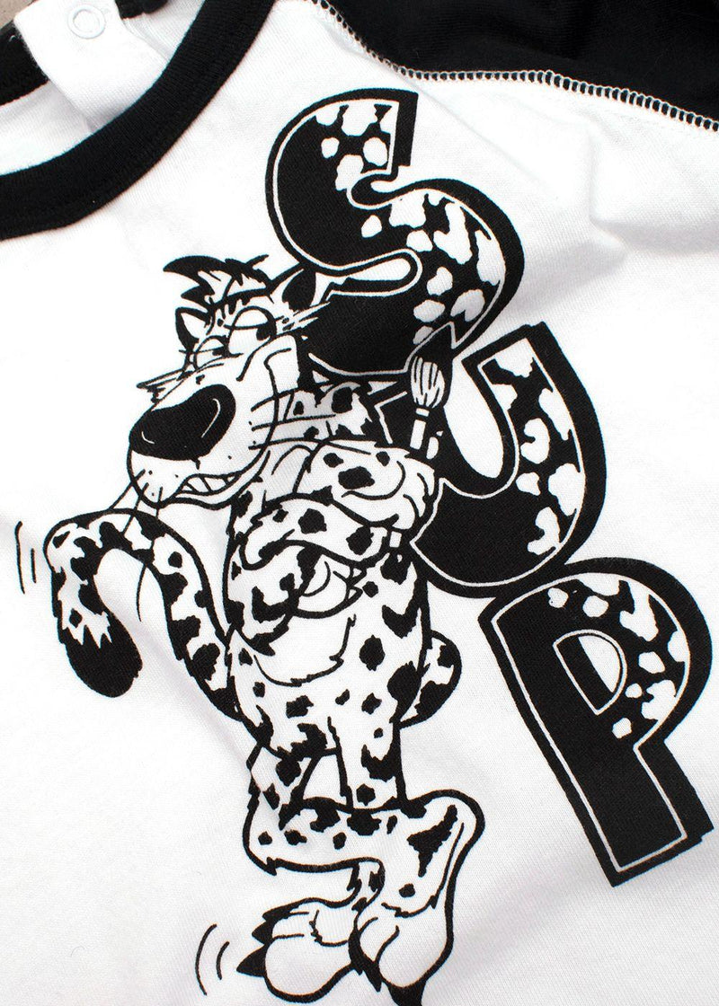 Kids 6M Black & White Graphic Leopard Long Sleeved  Top