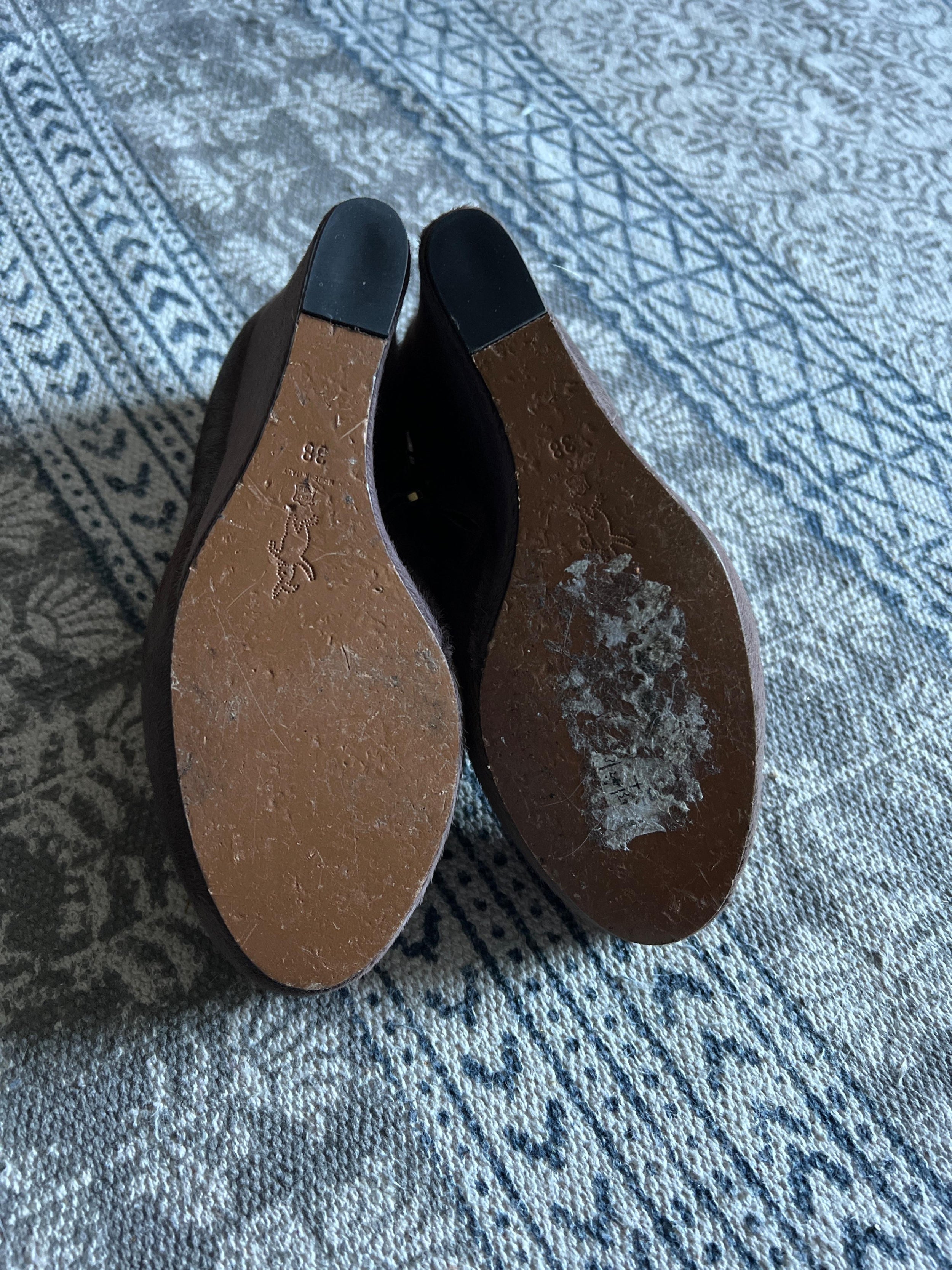 Fawn Calf Hair Wedge Ankle Boots