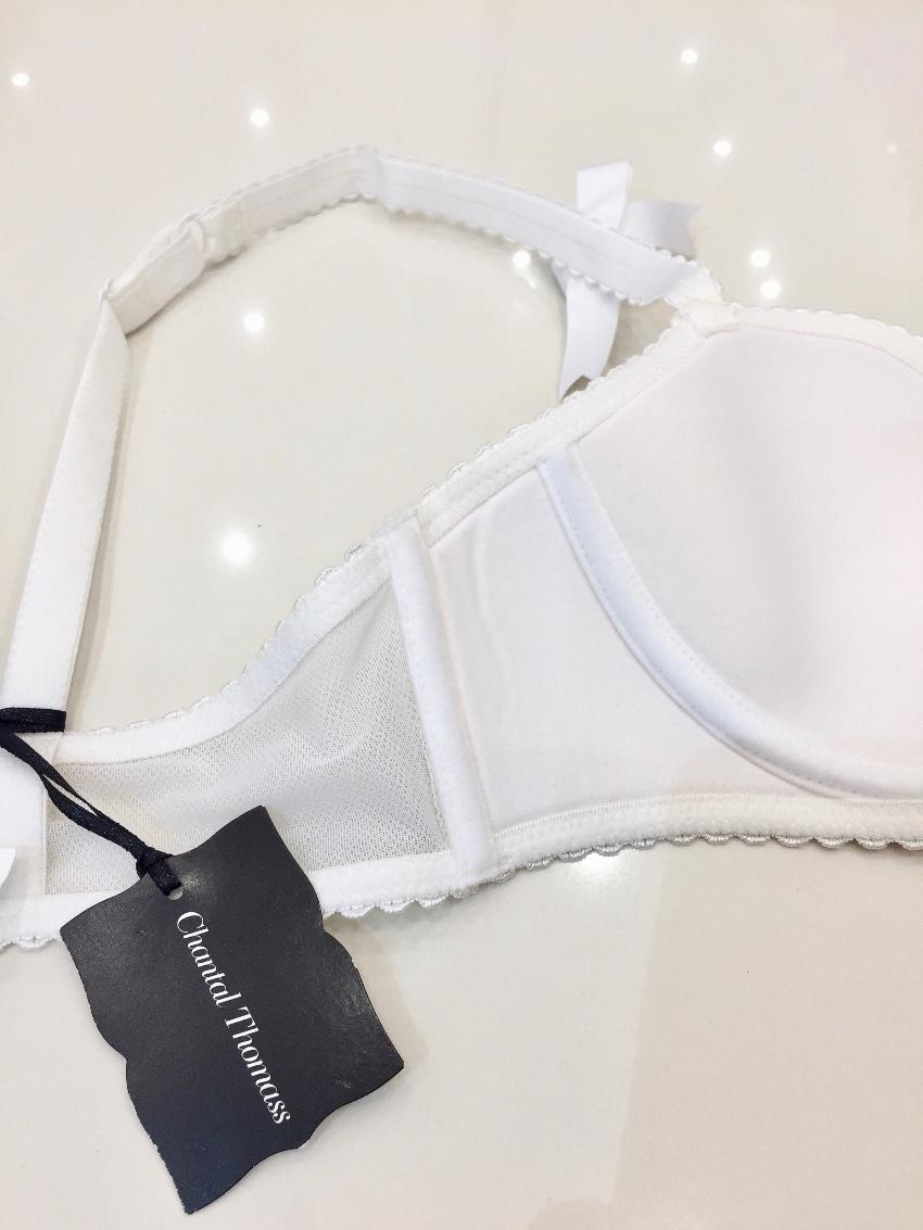 Chantal Thomass Paris White Riviera Pad Corset Bra & Thong Set