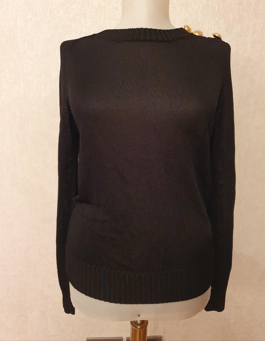 Balmain black Knit Button Embellished Jumper